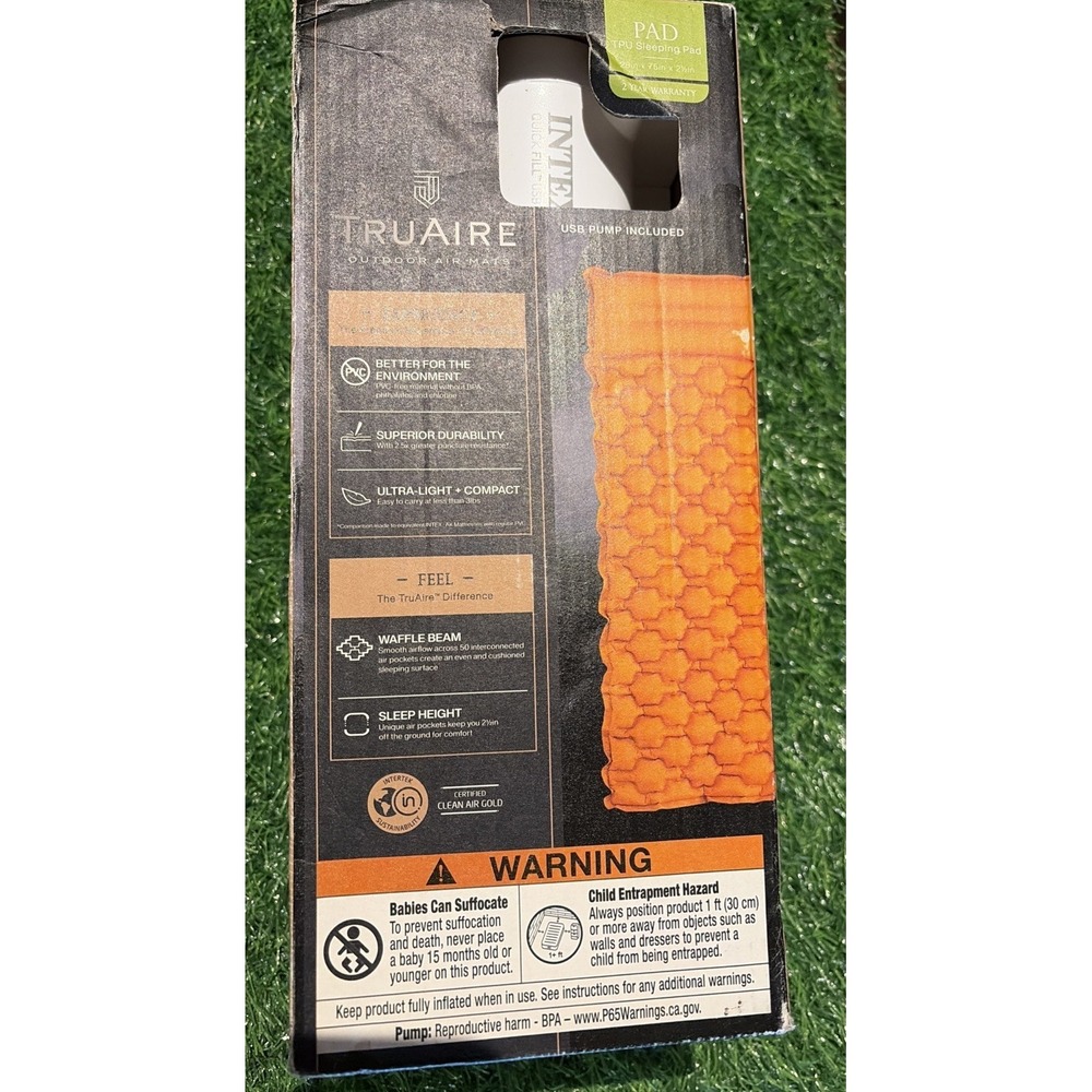 TRUAIRE Twin Ultra-Lightweight Outdoor Air Mat w/ Hand Held Mini USB Pump - New